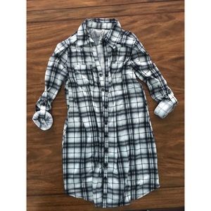 Plaid Button Down Tunic Dress